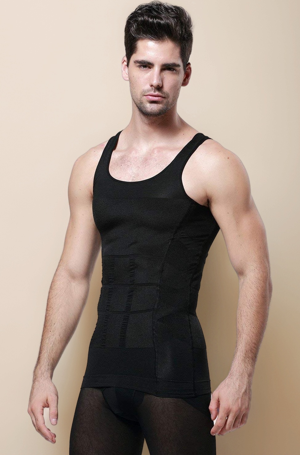 Wearslim Men’s Slimming Body Shaper Vest Shirt Abs Abdomen Slim Stretchable Tummy Tucker Vest