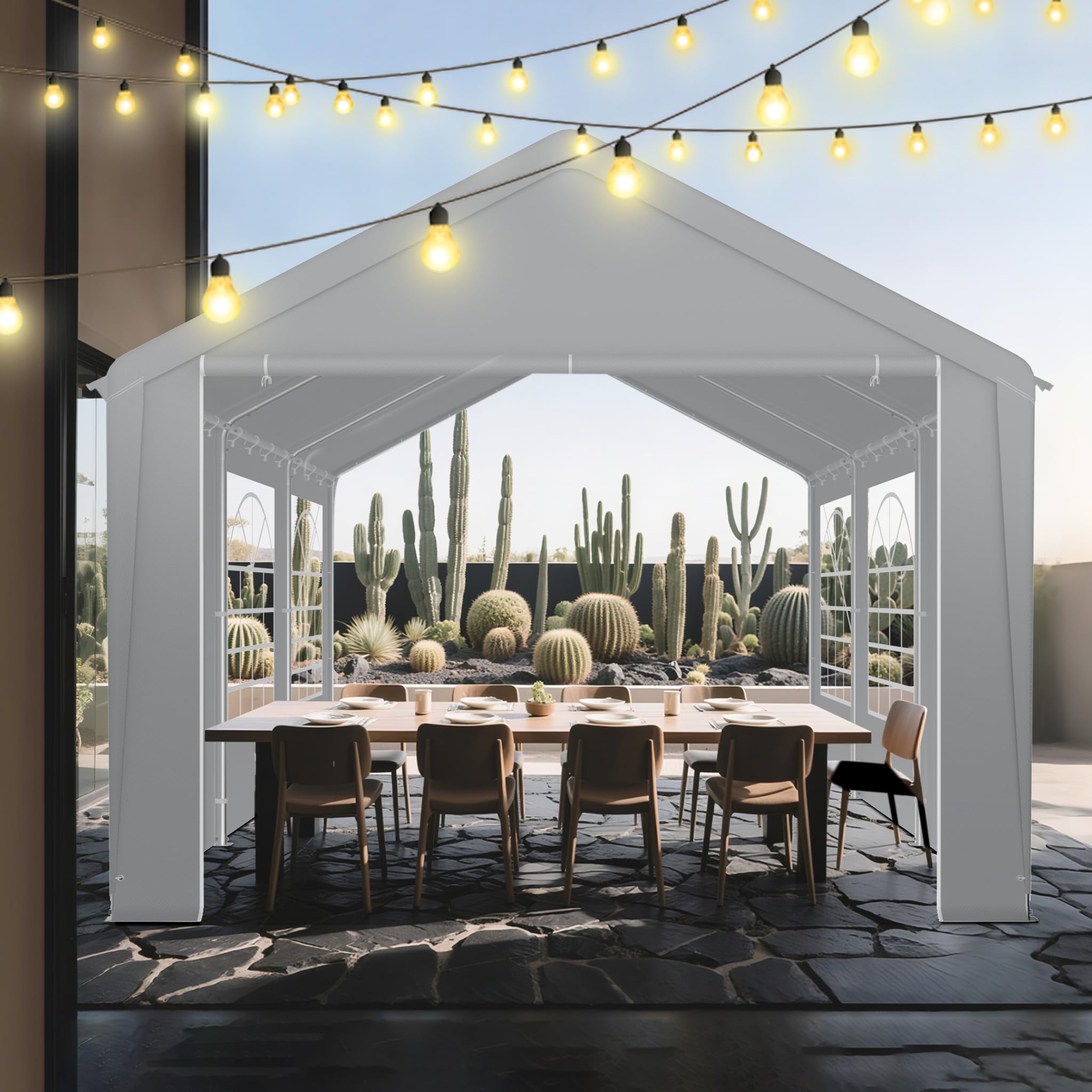Froadp Partyzelt 3x6 m Pavillon Gartenzelt mit Seitenwänden & Fenster, Wasserdicht & UV-beständig, Stabiles Gartenpavillon Festzelt für Hochzeit, Party, Grillabend, Indoor & Outdoor, Grau