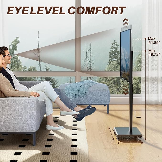 Soporte Móvil para TV con Ruedas, Altura Ajustable 49.7-61.8 pulgadas, 42-75 pulgadas, 110 libras miniatura 5