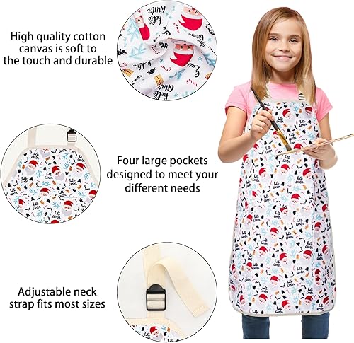 Miniatura 2 de FreeNFond Delantal ajustable para niños con 4 bolsillos para hornear pintura