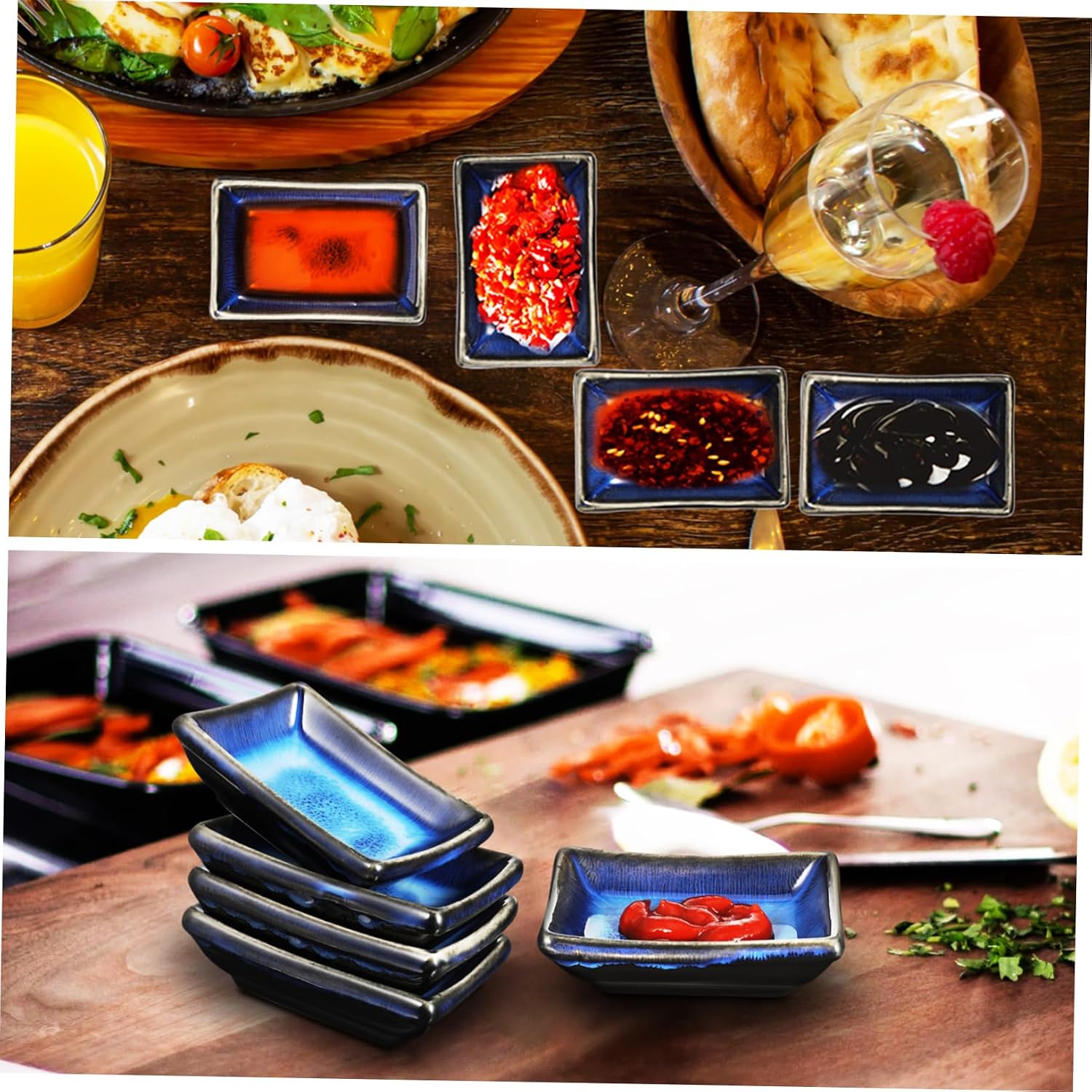 4pcs Dip Bowls Ceramic Japanese Style Sauce Dishes Snack Bowls Appetizer Dishes Serving Dipping Sauce Cups