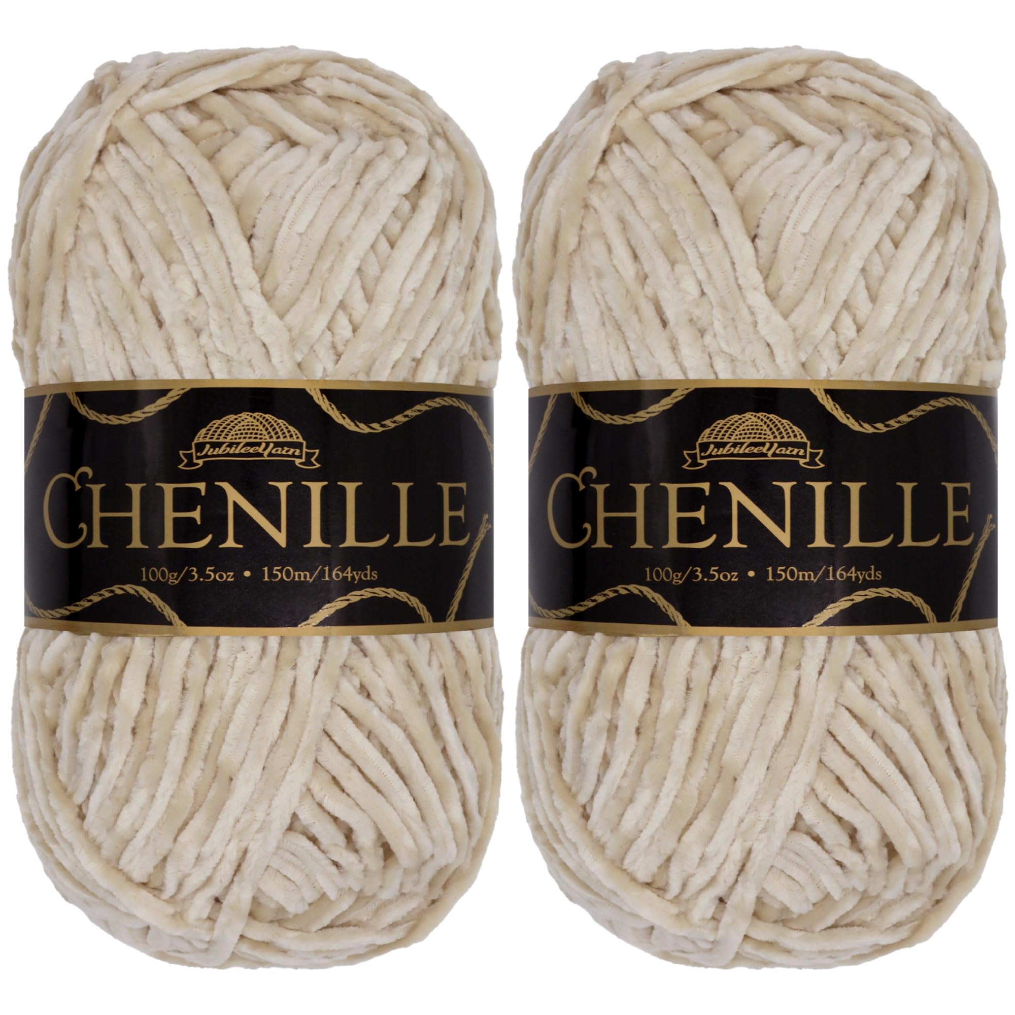 JubileeYarn Chenille Yarn - Worsted Weight - 100g/skein (2 Skeins, 101 Opal)