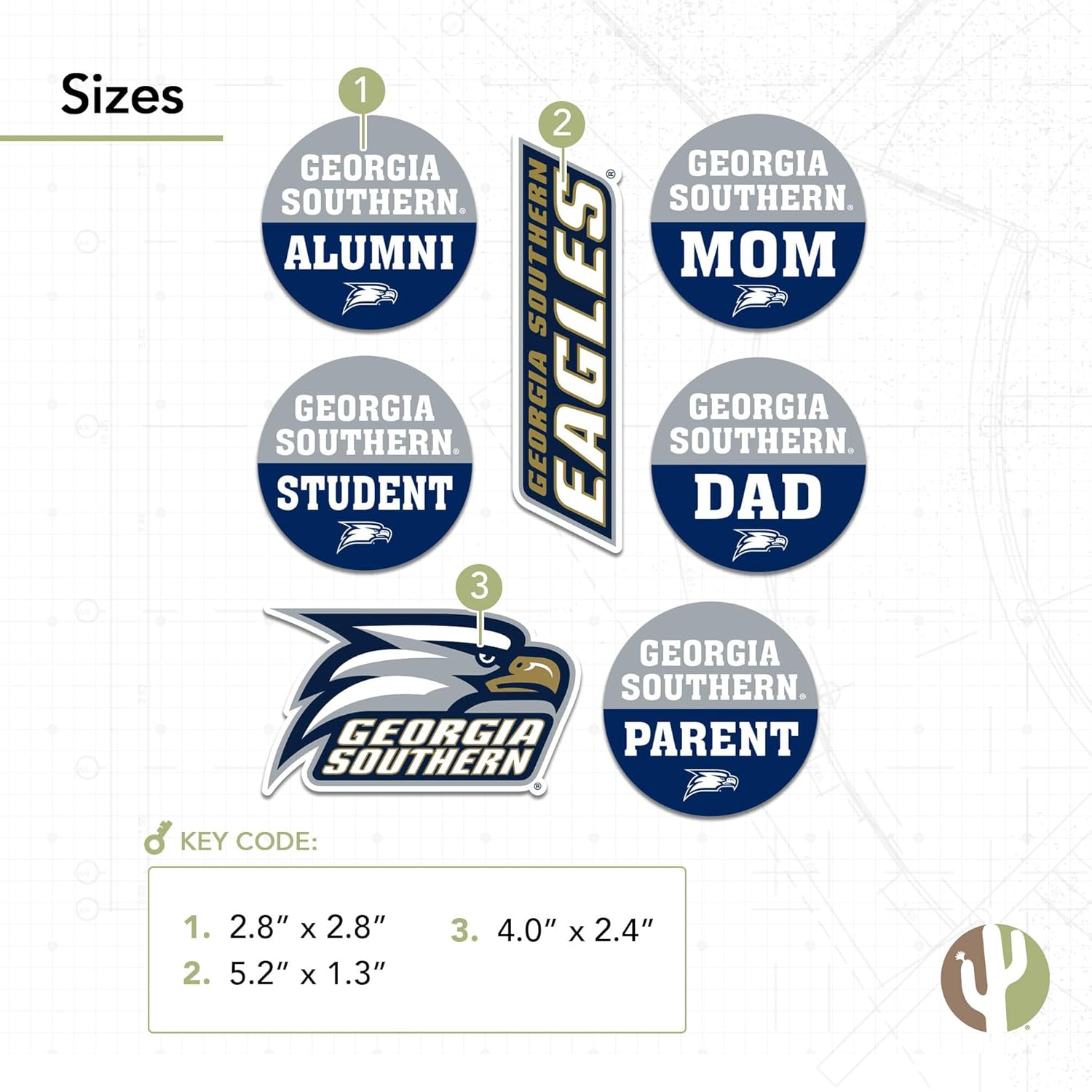 Desert Cactus Georgia Southern University Sticker GSU Eagles Vinyl Decals Laptop Water Bottle Car Scrapbook (Round Family) - Image 3