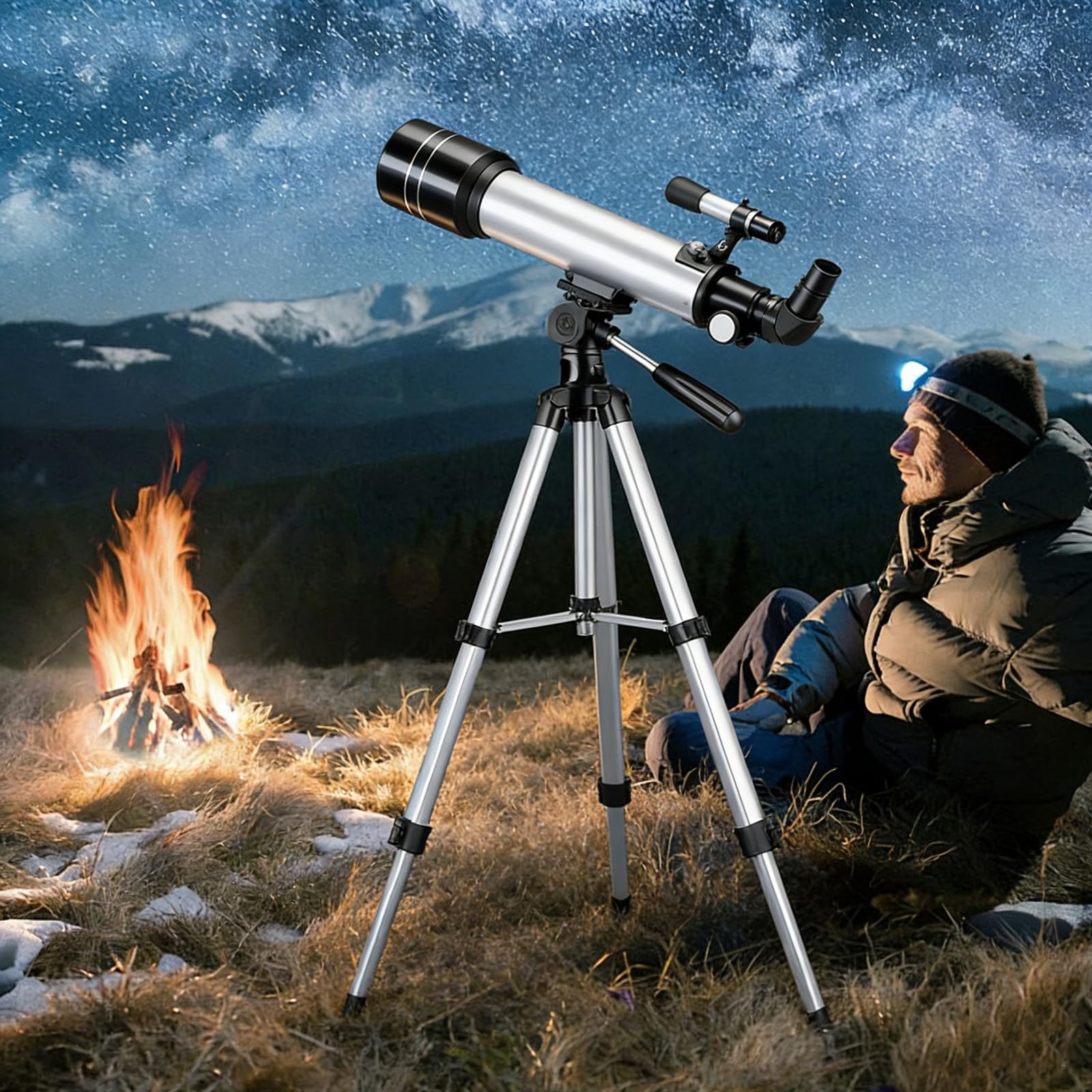 Teleskop Astronomie 70 mm Apertur,Tragbares Telescope Astronomisches Refraktor Teleskope für Kinder & Erwachsene mit 15–150x Vergrößerung,Fernrohr Stativ,Sternenbeobachtung & Smartphone-Adapter