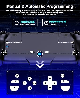 Gammeefy Switch Controllers Compatible with Nintendo Switch/Switch OLED, One-Piece Joypad Controller Replacement for Switch Pro Controller with 9 Lights Color, Turbo, Macro, KeyLinker APP, Game Boy Color