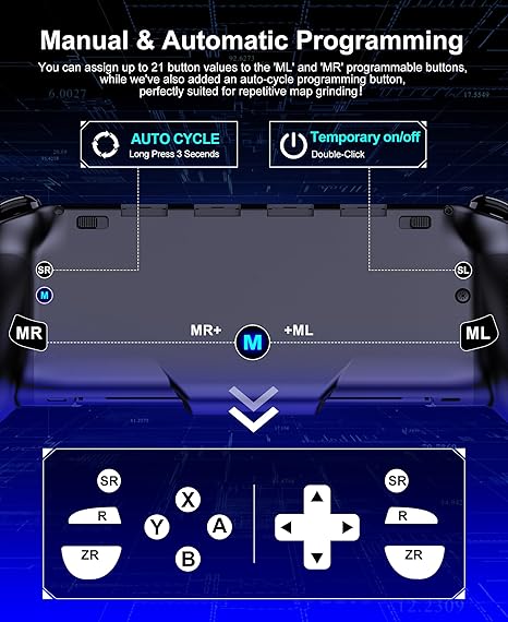 Gammeefy Switch Controllers Compatible with Nintendo Switch/Switch OLED, One-Piece Joypad Controller Replacement for Switch Pro Controller with 9 Lights Color, Turbo, Macro, KeyLinker APP, Game Boy Color