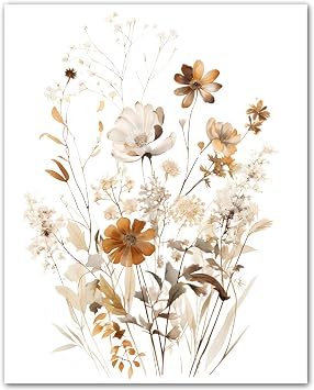 ZUKIY Soft Daisy Meadow - 8x10 Unframed Daisy Wall Art Print - Watercolor Botanical Poster for Kitchen - Neutral Floral Wall Decor with Soft Nature Artwork for Farmhouse Cottage or Bedroom Styling
