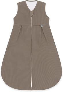 emma & noah Baby Schlafsack 1.0 TOG, Ganzjahres Schlafsack für den Frühling, Sommer und Herbst, 100% Bio-Baumwolle, OEKO-TEX Zertifiziert, Strampelsack für Neugeborene (Essential Taupe, 70 cm)