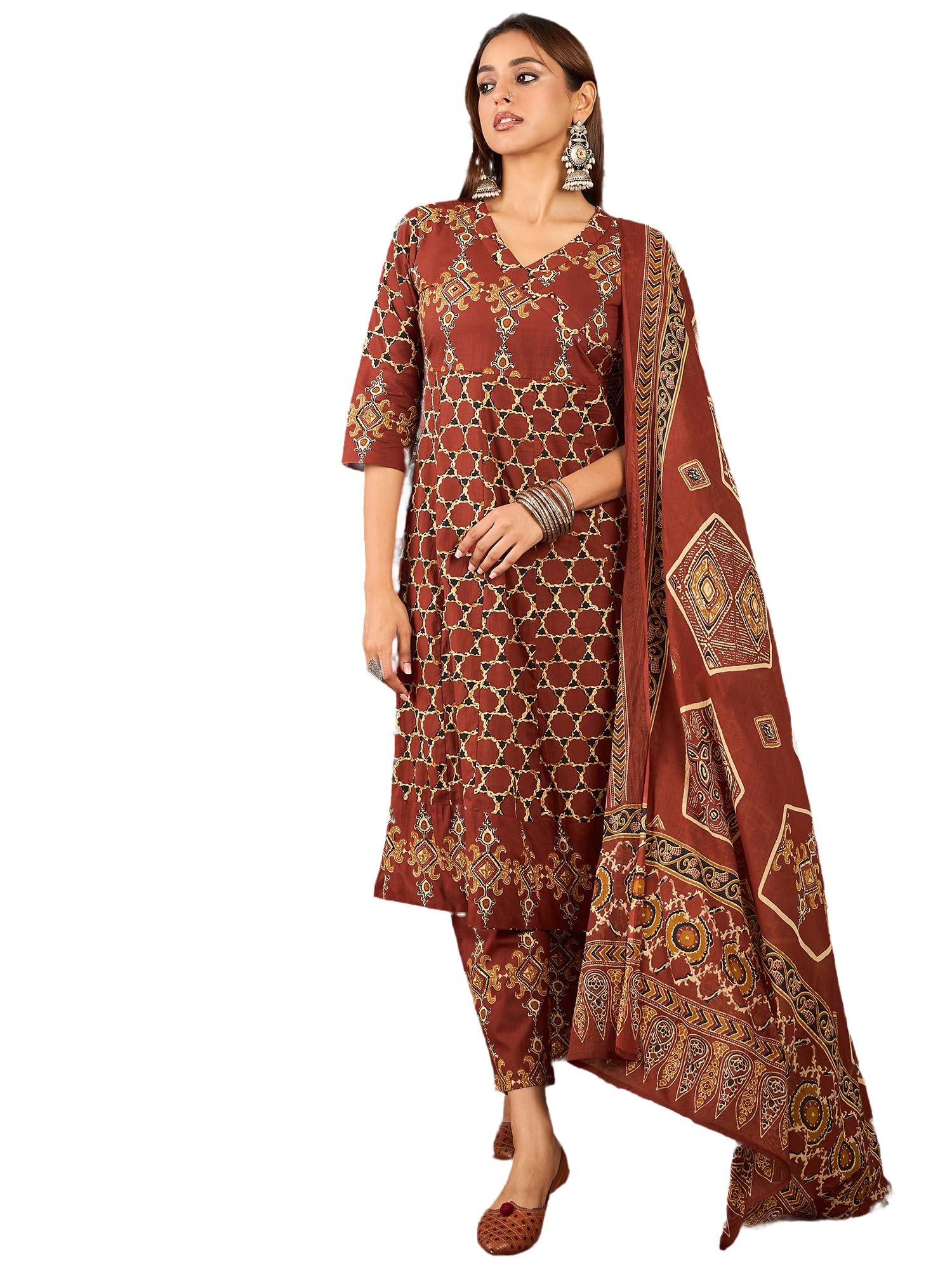 indo era Women Pure Cotton Kurta Set with Dupatta | Festive Suit Set, 11630-picture-26