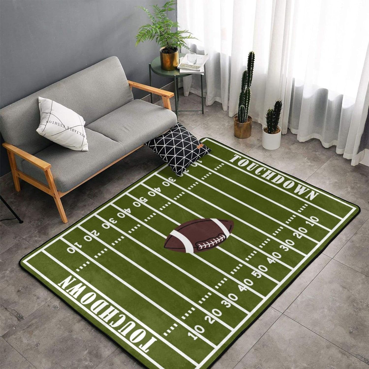 Amazon.com: Sports AreaRug Retro American Football Field and Rugby ...