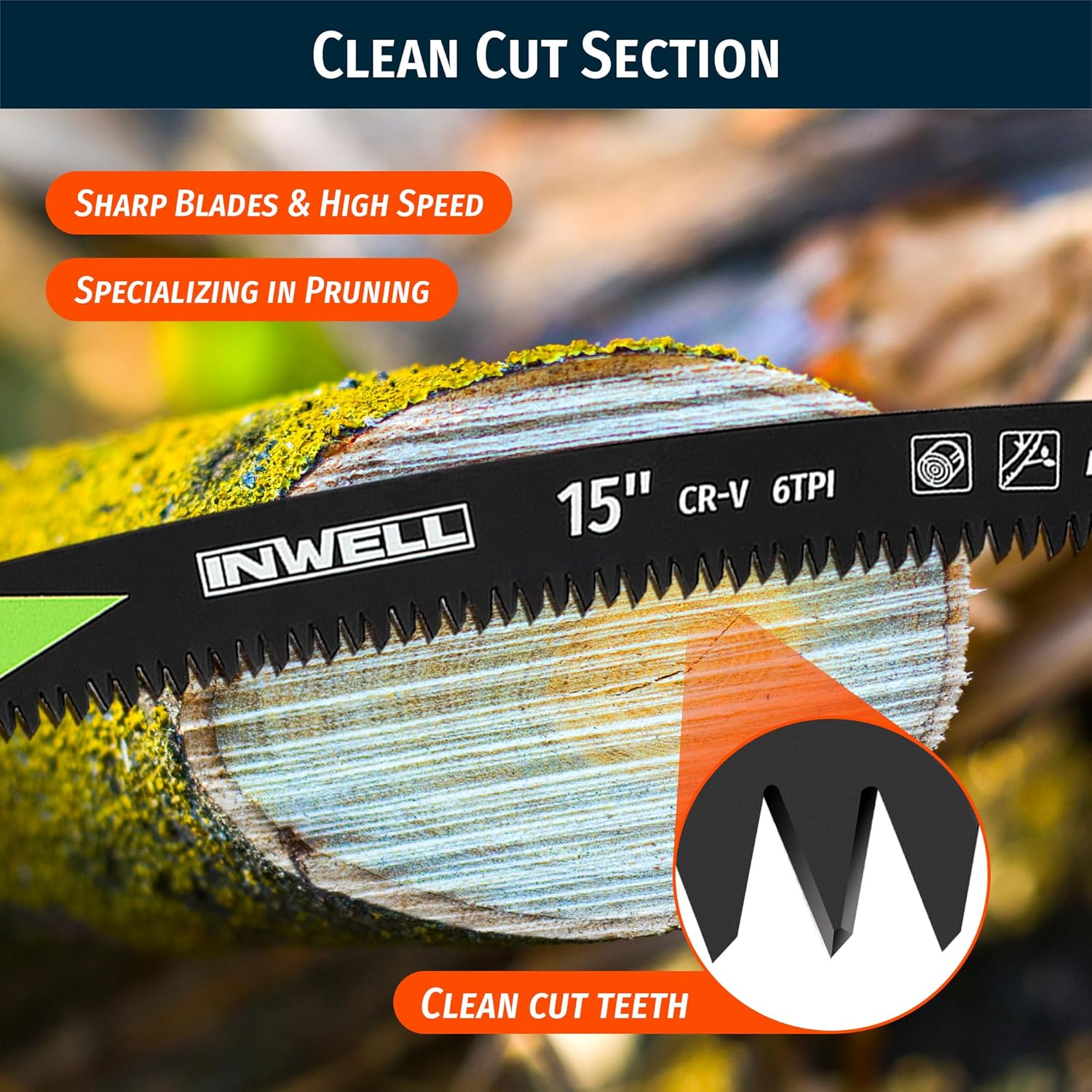 15 Inch Japanese Teeth Reciprocating Saw Blades, Ultra-Fast Arc Edge Blades for Wood Pruning and Tree Cutting, 6TPI Reciprocating Saws Compatible with Most Tools
