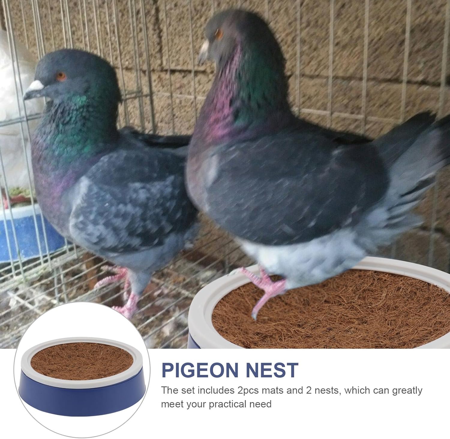 Toddmomy 2 Sets Pigeon Nest Egg Nest Dove Mat Birds Cages Parakeet Bird Cage White Plastic Eggs Coir