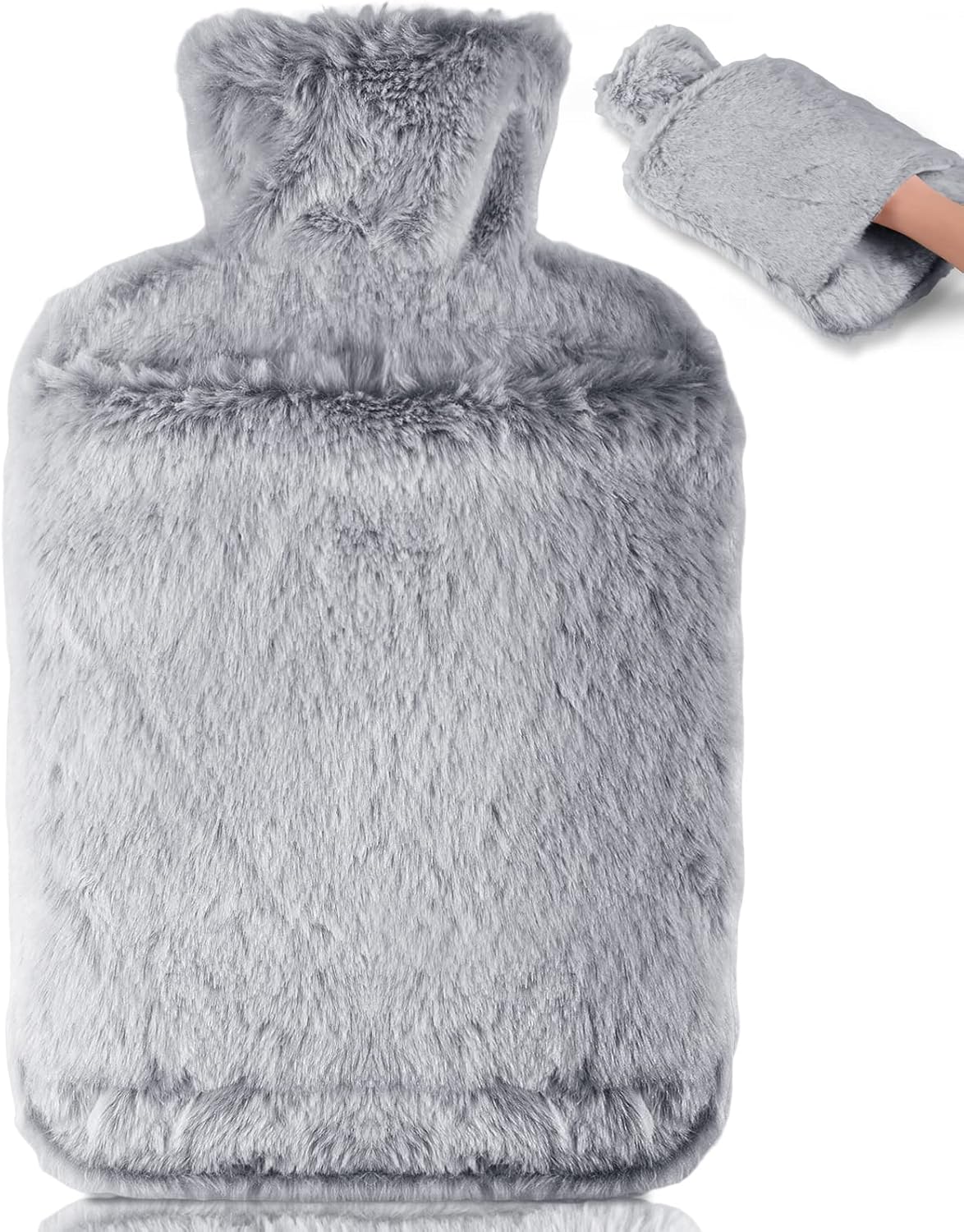 Hot Water Bottle with Luxury Cosy Faux Fur Cover,2L Leakproo...