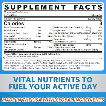 Zinc and Magnesium Supplement with Potassium Citrate 1000mg Gummeis for Women Men