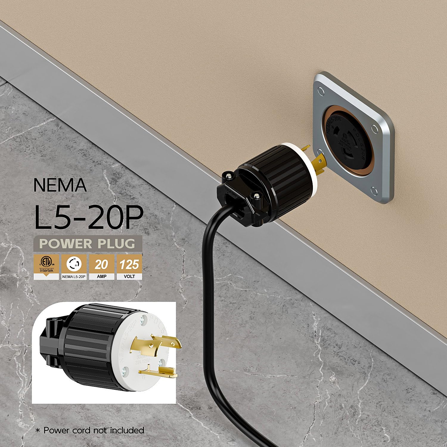 Nema L5-20P 20 Amp 125 Volt Connector, L5-20 Locking Power Cord
