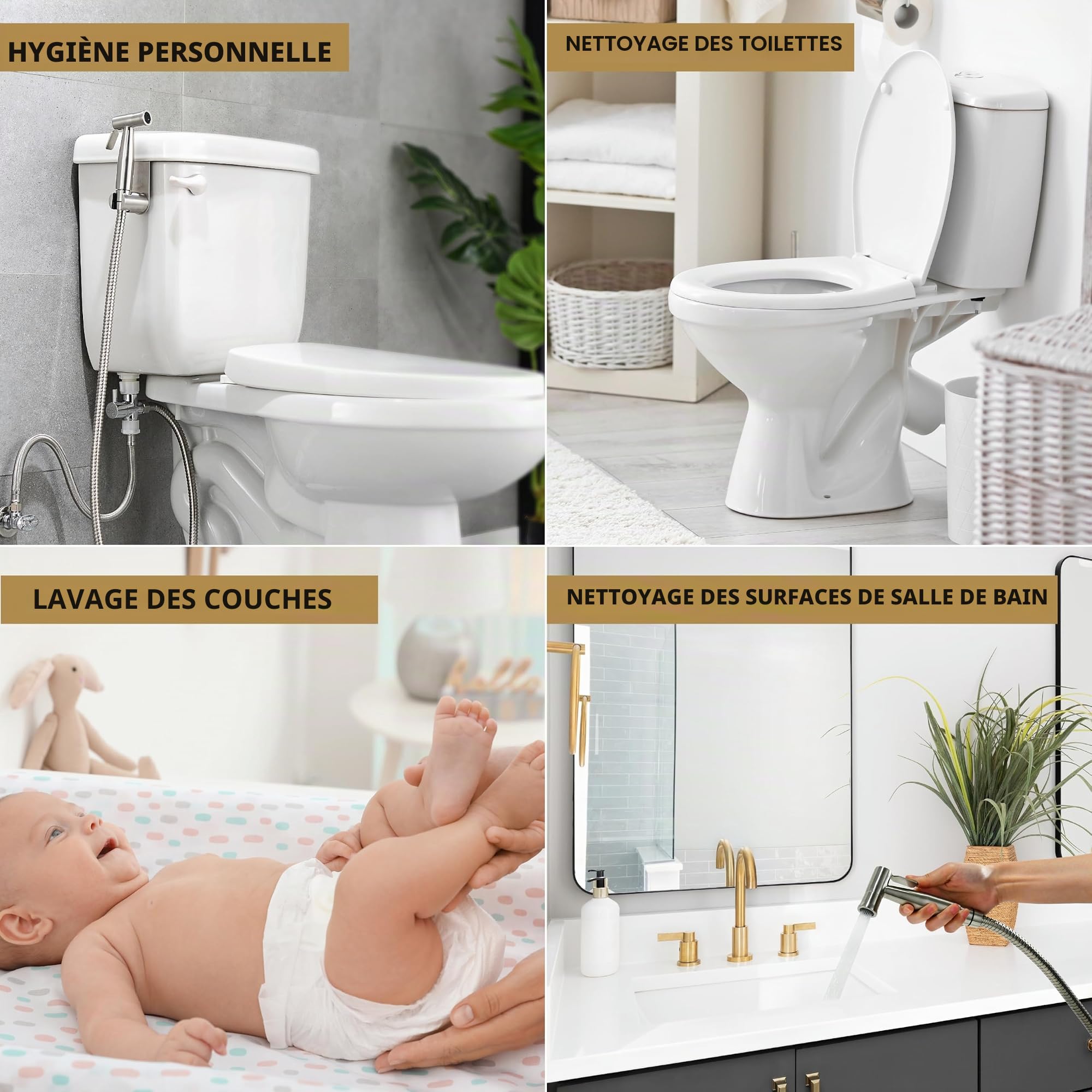 Purrfectzone - Kit pulvérisateur portatif de luxe - Facile à installer, excellente hygiène - Acier inoxydable