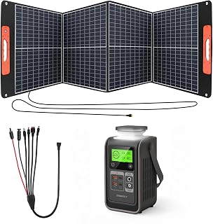 Estación de Energía Portátil con Panel Solar de 100W, Batería LiFePO4 192Wh, Salida DC 180W, Carga Rápida Bidireccional USB-C de 140W, Generador Solar para Camping Viajes Emergencias