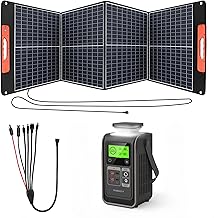 Tragbare Powerstation mit 100W Solarpanel, 192Wh LiFePO4 Akku Powerbank, 140W Beiseitige Schnellladung USB-C, 180W Solargenerator für Camping Reisen Notfälle