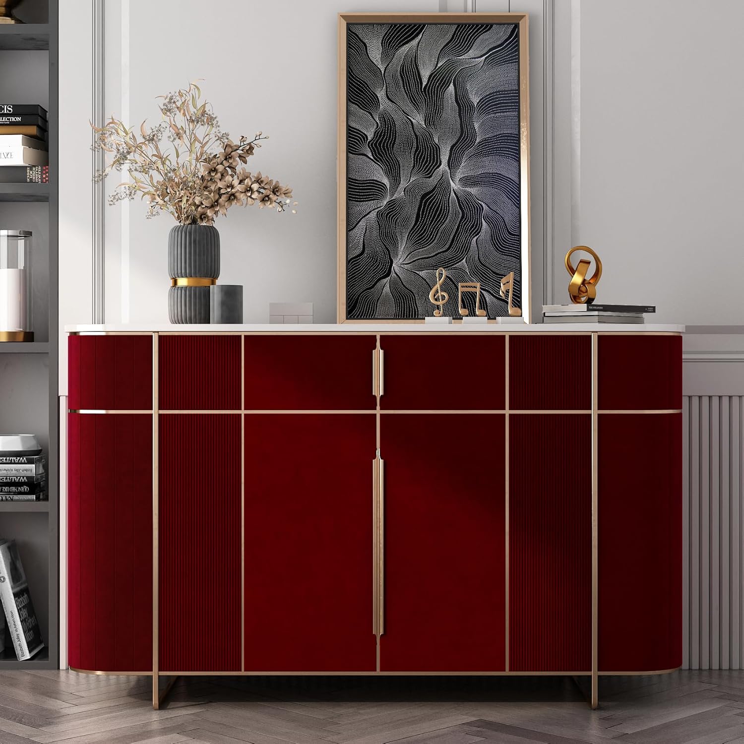 Stickyart Self Adhesive Dark Red Felt Wallpaper Peel and Stick Vintage Velvet Contact Paper Removable Burgundy Soft Velvet Fabric Wallpaper Textured Felt Paper for Dresser Accent Wall Decor 24"x160"