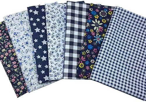 Tela de acolchado Misscrafts 7 piezas de tela de algodón de 19.7 x 19.7 in, suministros de fabricación de bricolaje, paquete de tela de retazos para