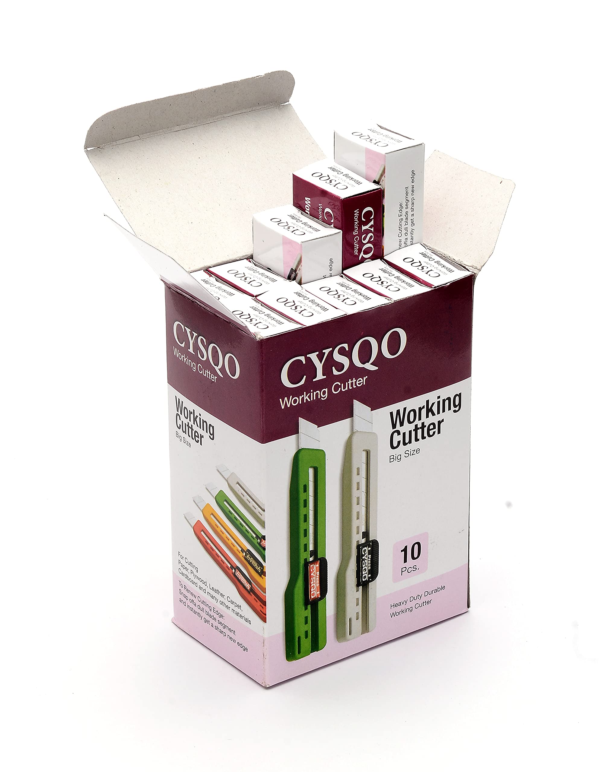 CYSQO Paper Cutter Stationary Item Standard Quality Knife 18mm (10 Pieces/Multi Color) Art Cutting Blade with Lock System_M04 3