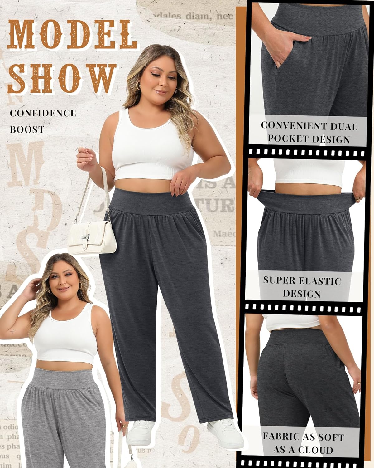 4 Pack Women's Plus Size Yoga Pants Wide Leg High Waist Sweatpants Casual Baggy Joggers with Pockets Winter - Image 4