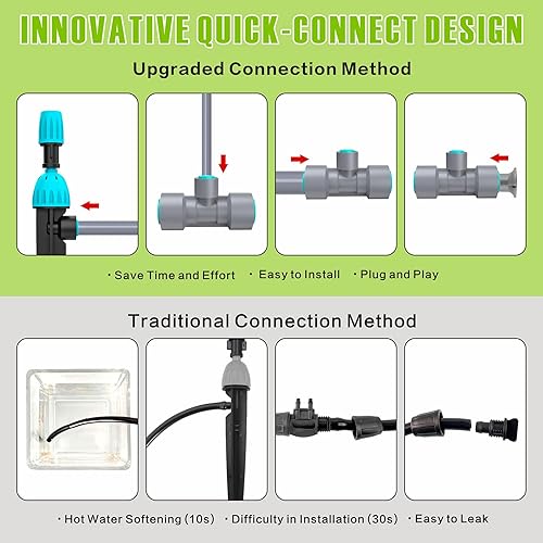 Miniatura 3 de Sistema de riego por goteo de 98 pies, kit de riego automático de conexión rápida con tubos de distribución en blanco de 0.472 pulgadas, 0.316
