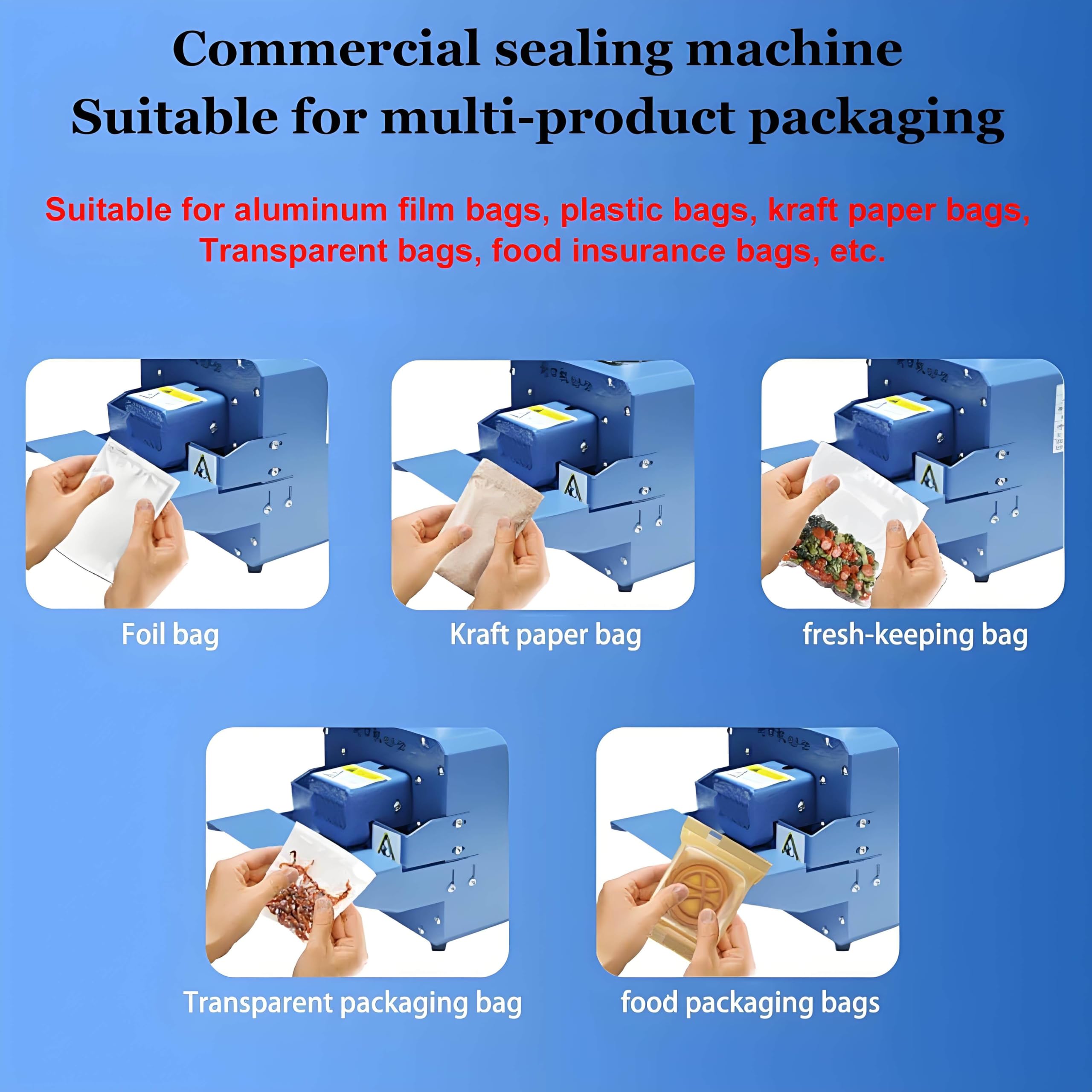 Mini máquina selladora térmica para bolsas de plástico, papel de aluminio y papel kraft, sellador automático continuo de bolsas para galletas, 2500 paquetes por hora