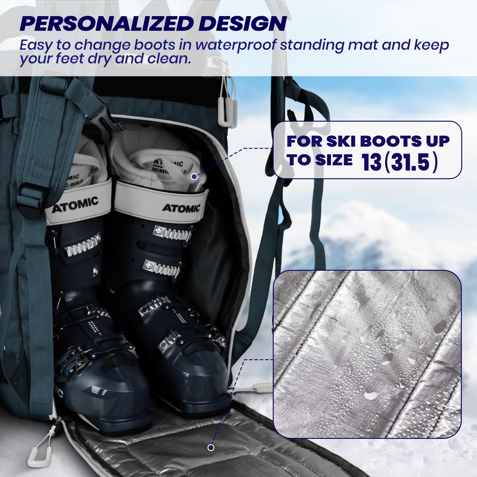 Ski Boot Bag Large 55L Ski Boot Bag Backpack 1680D Nylon Waterproof Ski Bag Amazon.com: RESVIN main image 3