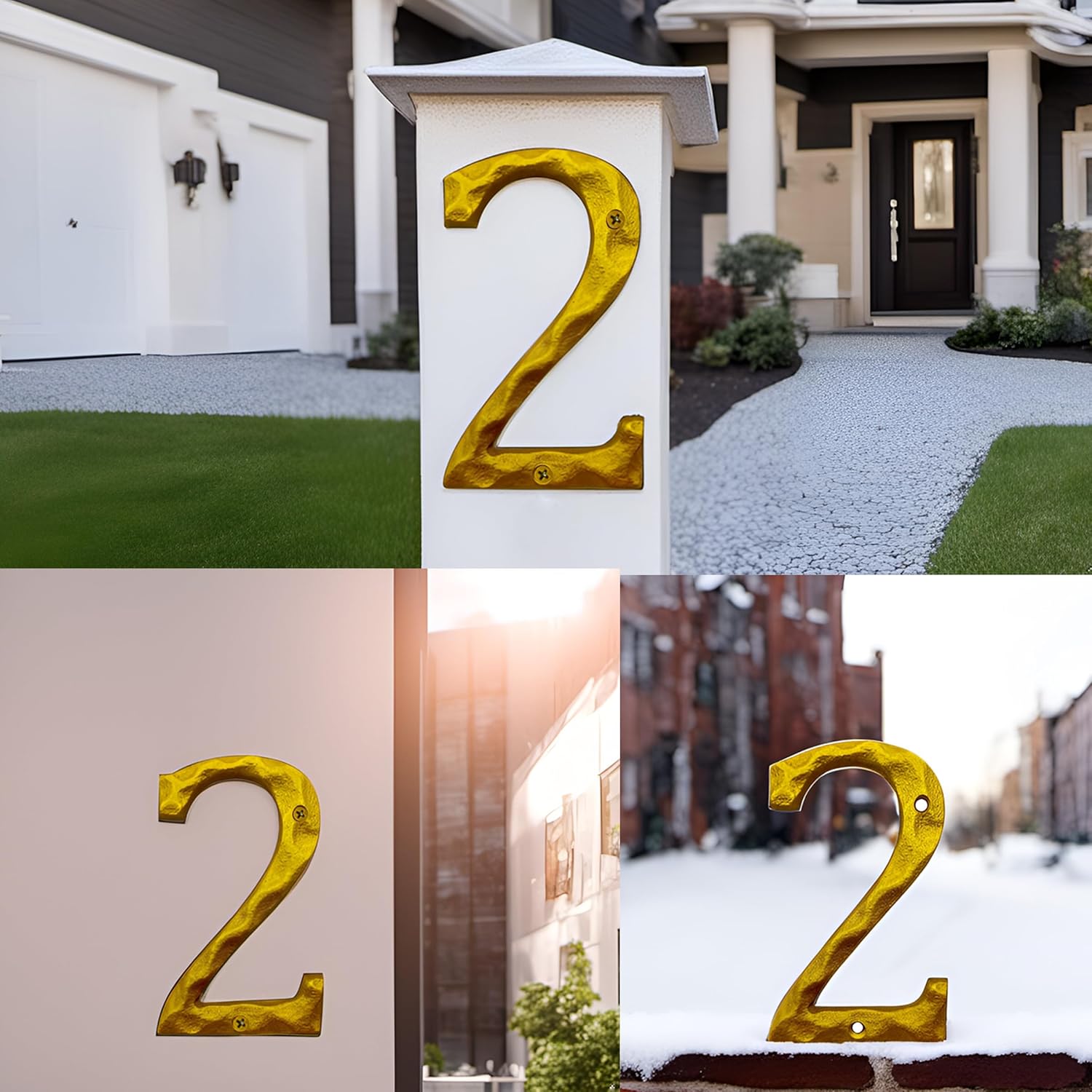 5-Inch High Cast Iron Home Address House Numbers or Mailbox Number - Elegant Golden Finish, Rustproof - Classic and Stylish Address Sign/Number 5