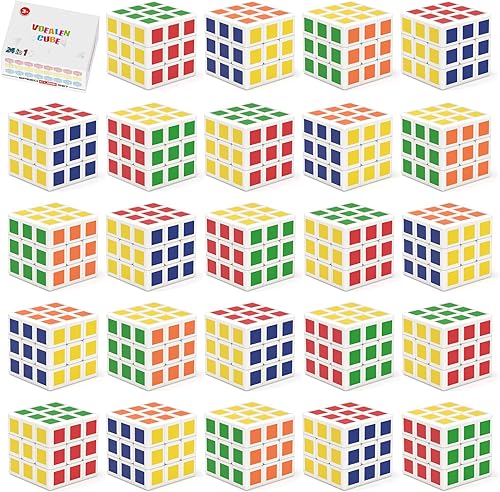 Vdealen Paquete de 24 mini cubos de rompecabezas para niños, juguetes de rompecabezas, recompensas escolares y premio en el aula para estudiantes,