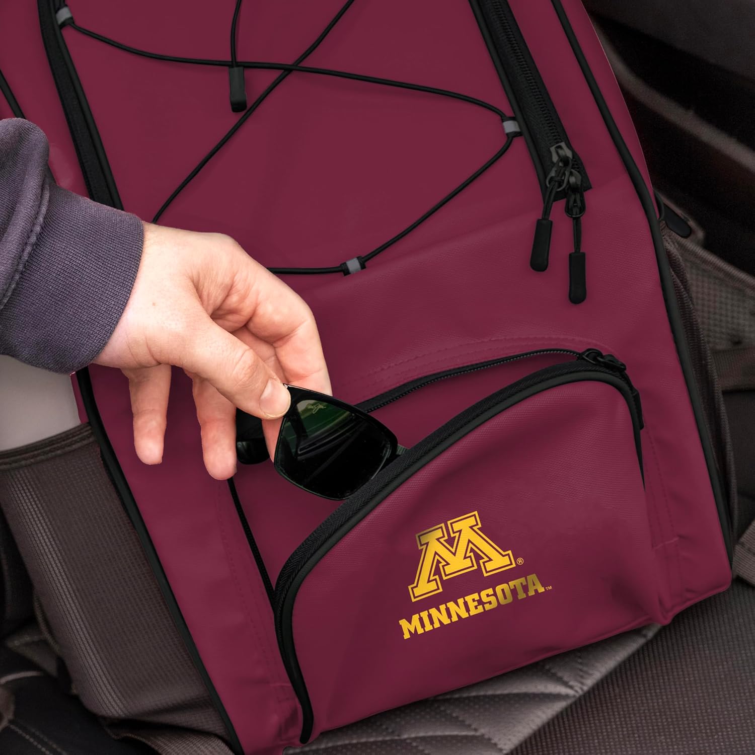 Logo Brands NCAA 24-Can Flex Backpack Cooler – Leak-Proof Lining, Bungee Cord Top & Shoulder Straps – Portable Cooler for Tailgates, Beach & Outdoor Events