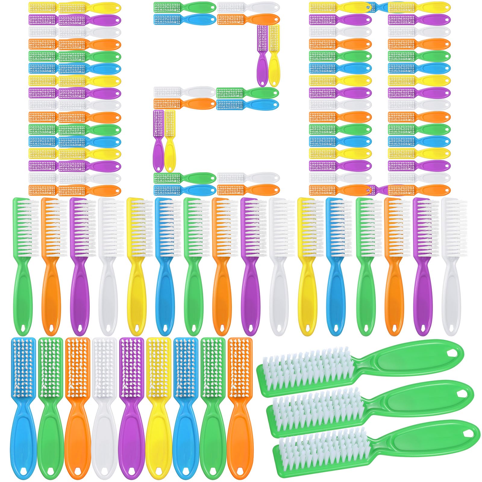 Mifoci 120 Pcs Handle Grip Nail Brush for Cleaning Fingernails Cleaner Scrub Brush Bulk Hand Cleaning Brushes Soft Stiff Bristles Pedicure Manicure