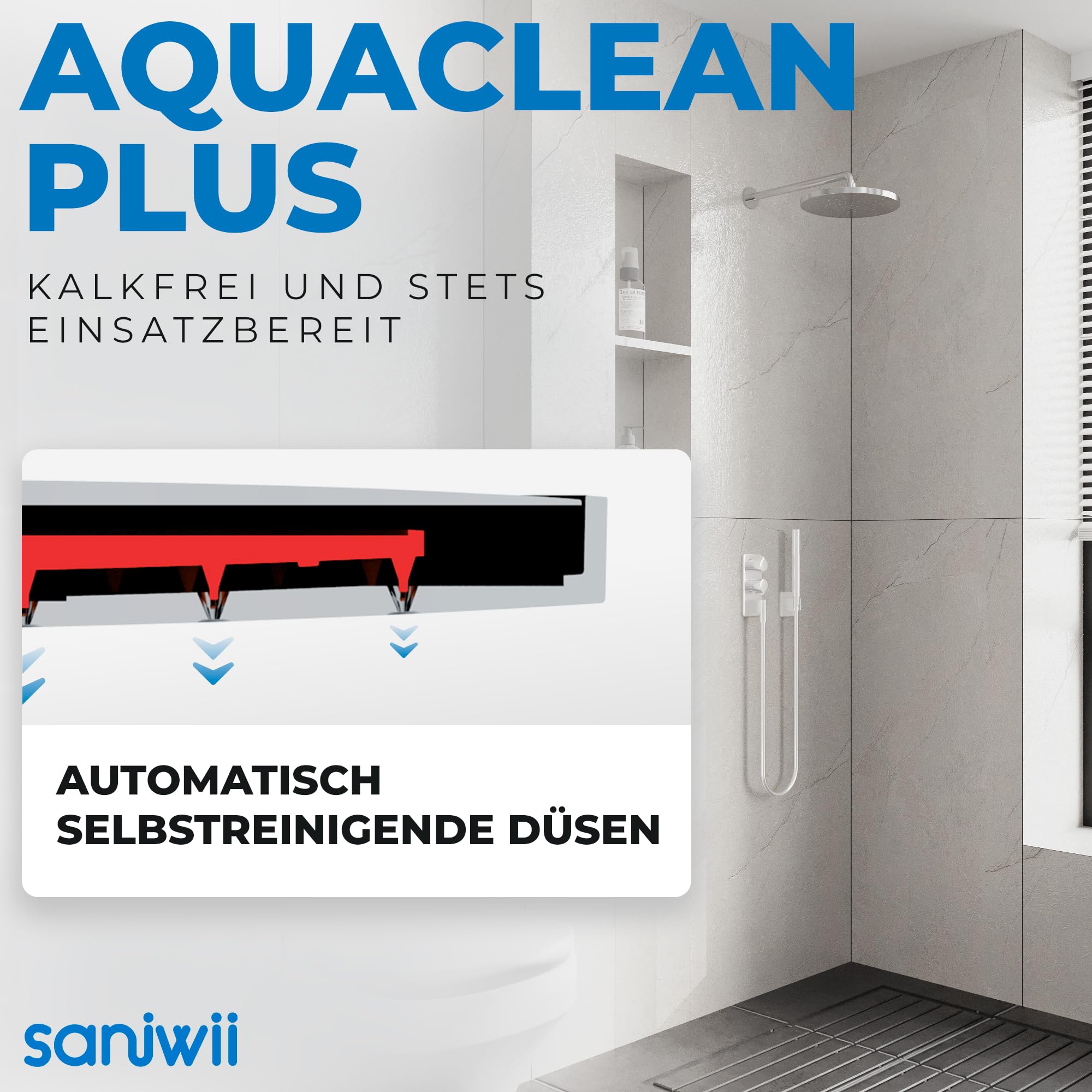 Regendusche [Duschkopf & Selbstreinigung] – Kalkfreie & Rostfreie Regenwalddusche | Wellness-Regenbrause (verchromt, rund)