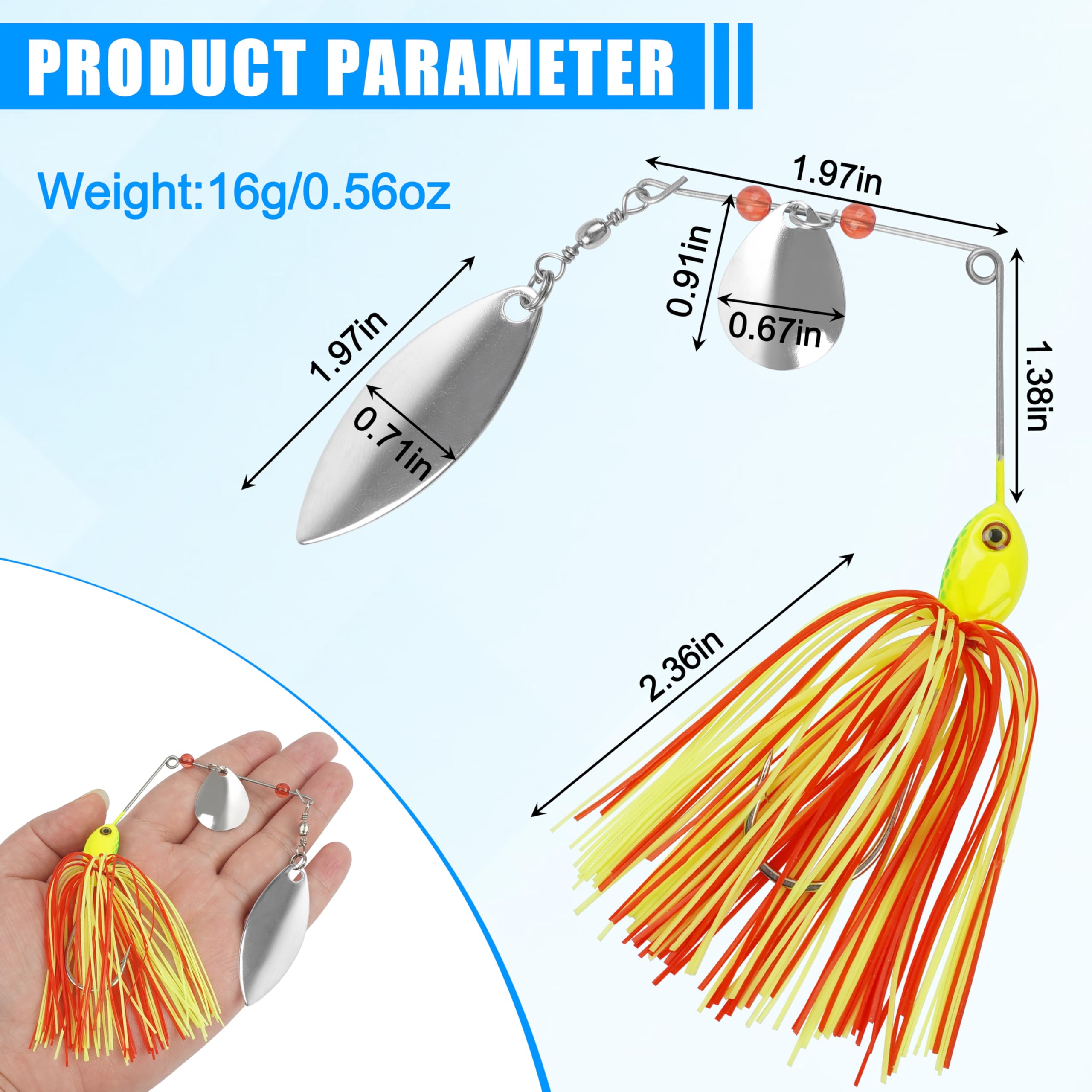 AGOOL Angelköder Spinner Köder-Set – Hartmetall Spinner Lures Multicolor Jigköder Buzzbait Swimbaits für Hecht, Barsch, Forellen, Lachs, Süßwasser, Salzwasserangeln, 6 Stück/12 Stück, Set-2, 12 pcs
