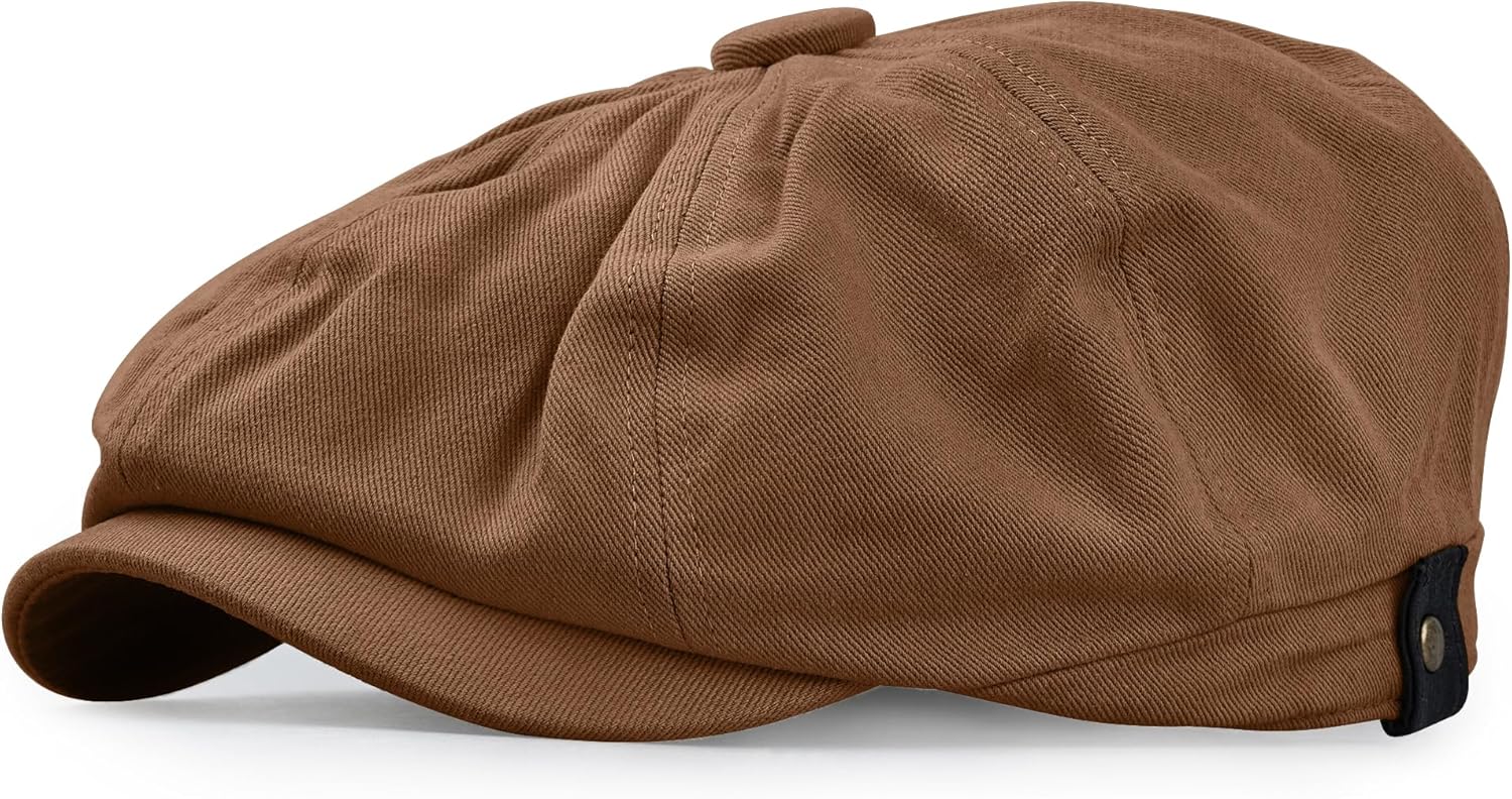 CLAPE Classic 8 Panel Cotton Flat Ivy Driving Hat Newsboy Caps Golf Cabbie Beret