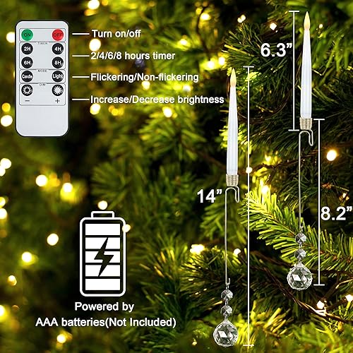 Miniatura 3 de Velas de árbol de Navidad, paquete de 12 velas cónicas sin llama para decoración del árbol de Navidad, vela LED parpadeante falsa que funciona con