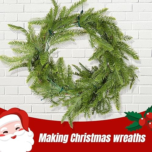 Miniatura 5 de 2 guirnaldas de pino Norfolk de Navidad, 4.9 pies, 3 tenedores, guirnalda de pino Norfolk de tacto natural, guirnalda de pino artificial para