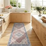 8x10 Lavable Grand Boho Zone Rug pour salon Chambre Bureau Cuisine Entrée Salle à manger Non Slip Soft Low-Pile Deerly Ancienne ferme Bohème Rug, Brickred