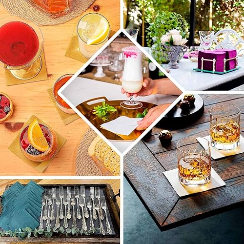 Miniatura 5 de Efavormart - Paquete de 20 servilletas de papel Airlaid suaves de lino de color burdeos, altamente absorbentes, desechables