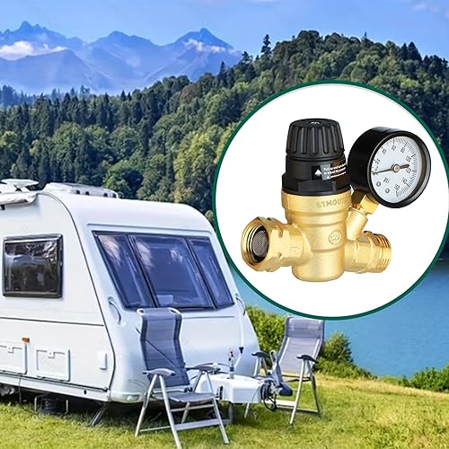 Miniatura 6 de Regulador de presión de agua para autocaravana RV Camper. Regulador de presión de agua ajustable sin plomo de latón con calibre 0-160 PSI, filtro de