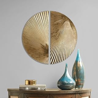 Madison Park Metal Gold Leaf Wall Décor, Modular Half Moon Design, Endle...