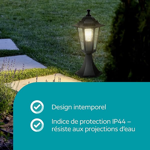 Eglo Lampe extérieure LATERNA 4, luminaire extérieur pour jardin, borne éclairage extérieur en fonte d'aluminium et verre, noir, douille E27, IP44 - 2
