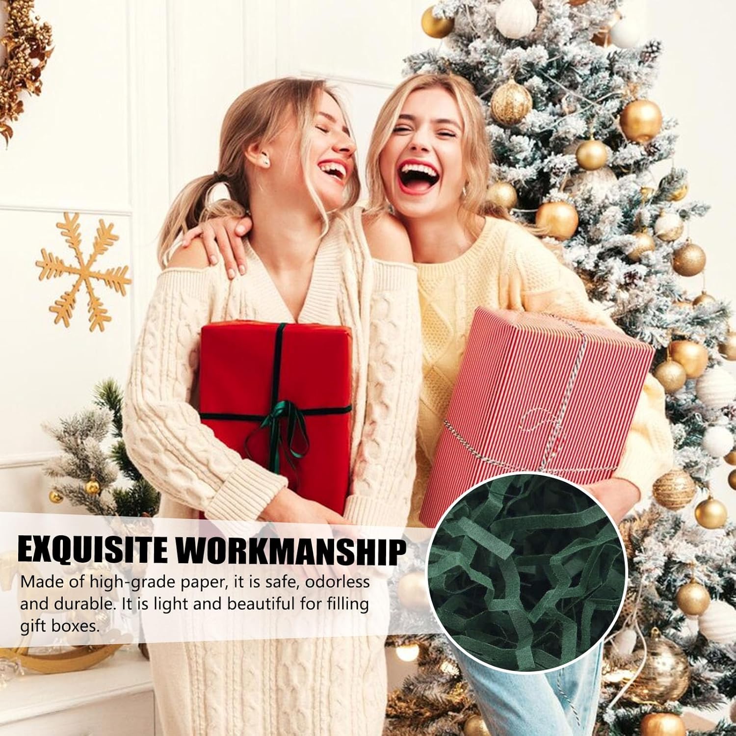 ZEBMOON 1 LB Dark Green Crinkle Cut Paper Shred Filler Great for Gift Wrapping, Basket Filling, Birthday, Wedding, Halloween, Thanksgiving, Christmas Day New Year Party Decorations Filling Supplies - Image 6