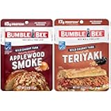 Bumble Bee Seasoned Tuna Pouch Duo (2 Total Pouches) - Applewood Smoke Tuna and Teriyaki Tuna - Ready to Eat 2.5 oz Packets