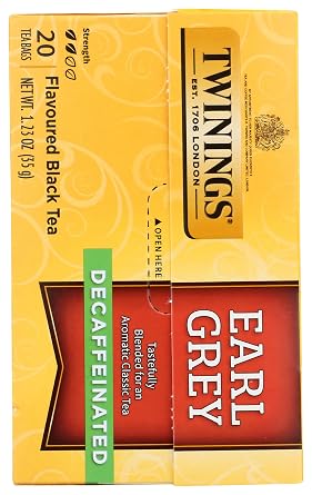 Twinings Decaffeinated Earl Grey Black Bergamot Tea Bags 20 CT Box (1 Pack)