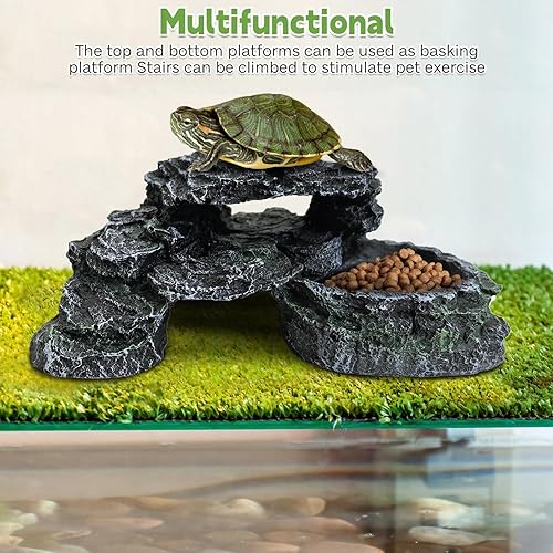 Miniatura 7 de PINVNBY Muelle de tortugas para acuario plataforma de toma de sol de reptiles para tortugas ranas tritones y salamandras