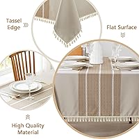 Vista 10 de Cosmine Mantel rectangular, mantel de lino para casa de campo, tela resistente, mantel bordado lavable con borla, mantel decorativo oblongo
