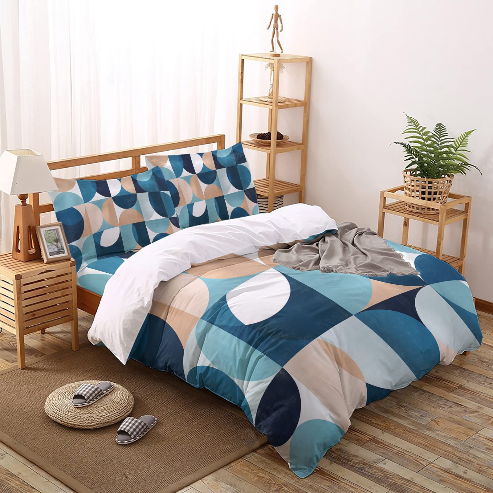 Zcwl Mid Century Retro Sheet Set, Full Size 4pc - Geometric Print, Soft Microfiber, Deep Pocket - View #4