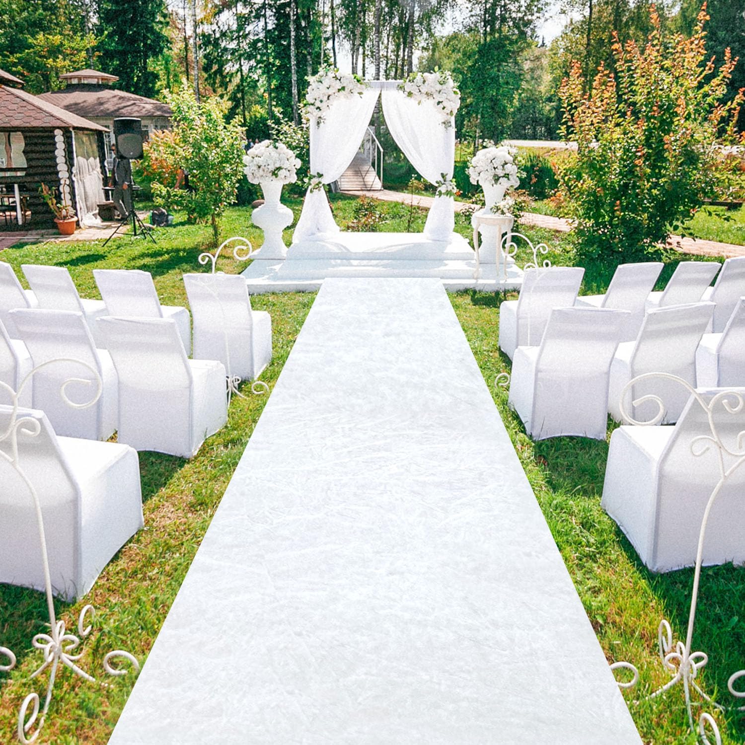 White Aisle Runner for Wedding Ceremony Velvet Aisle Runner Rug 5x20FT Carpet Runner for Parties Wedding Carpet Runner Runway Rustic Walkway Rug for Hallway Prom Party Aisle Ornament